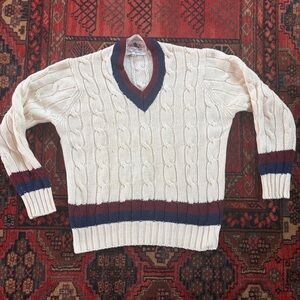 Vintage Tally Ho Creation Henry Pollack Inc. Cableknit Preppy Wool Sweater
